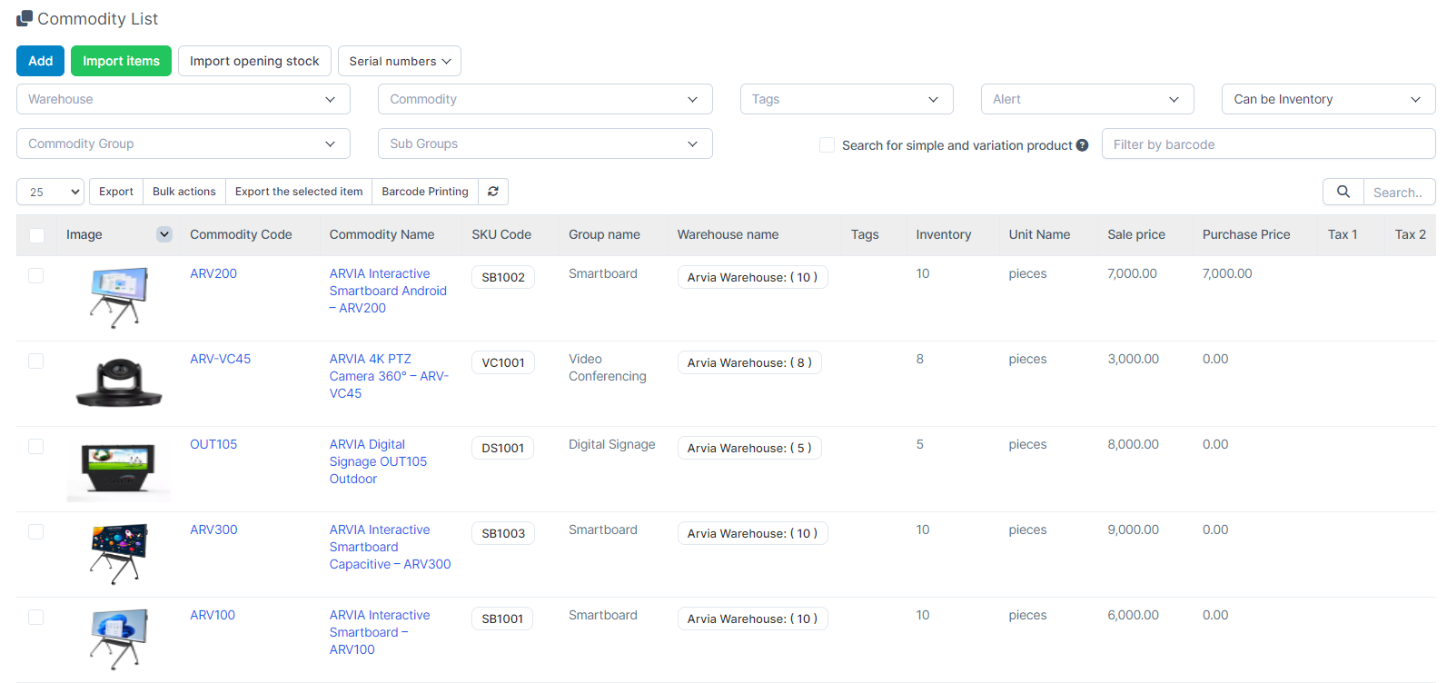 BIZCORE Centralized Inventory Management