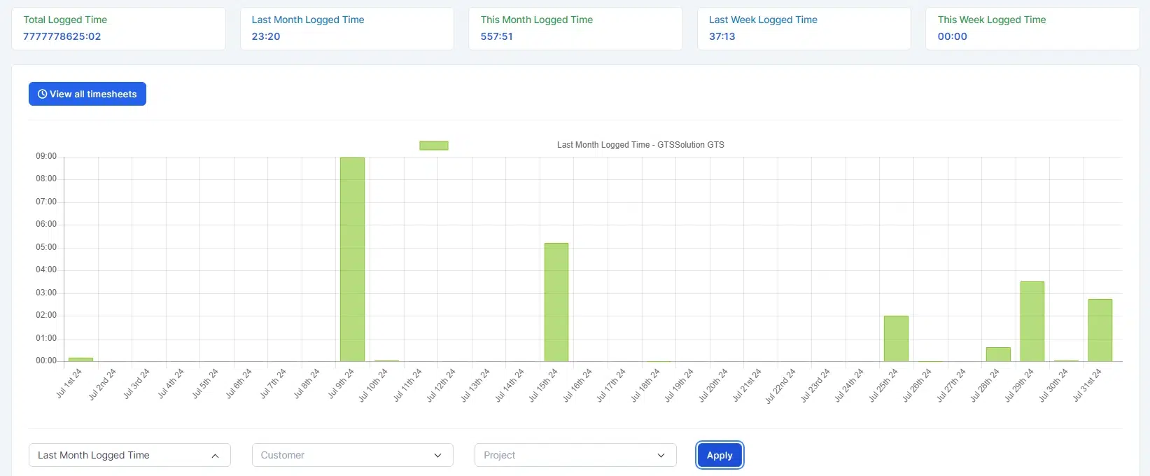 BIZCORE Timesheet Overview 2