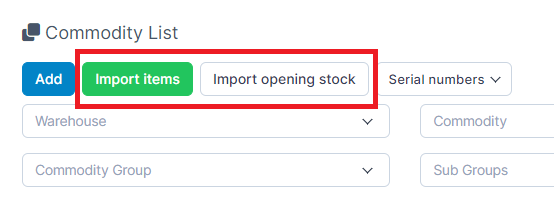 Bulk Import and Opening Stock