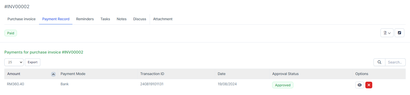 Payment Record