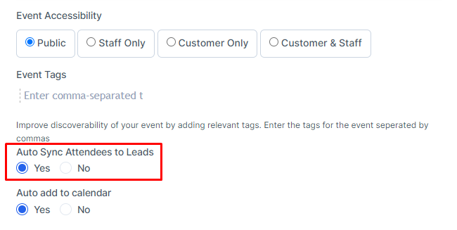 Attendee Sync to Leads