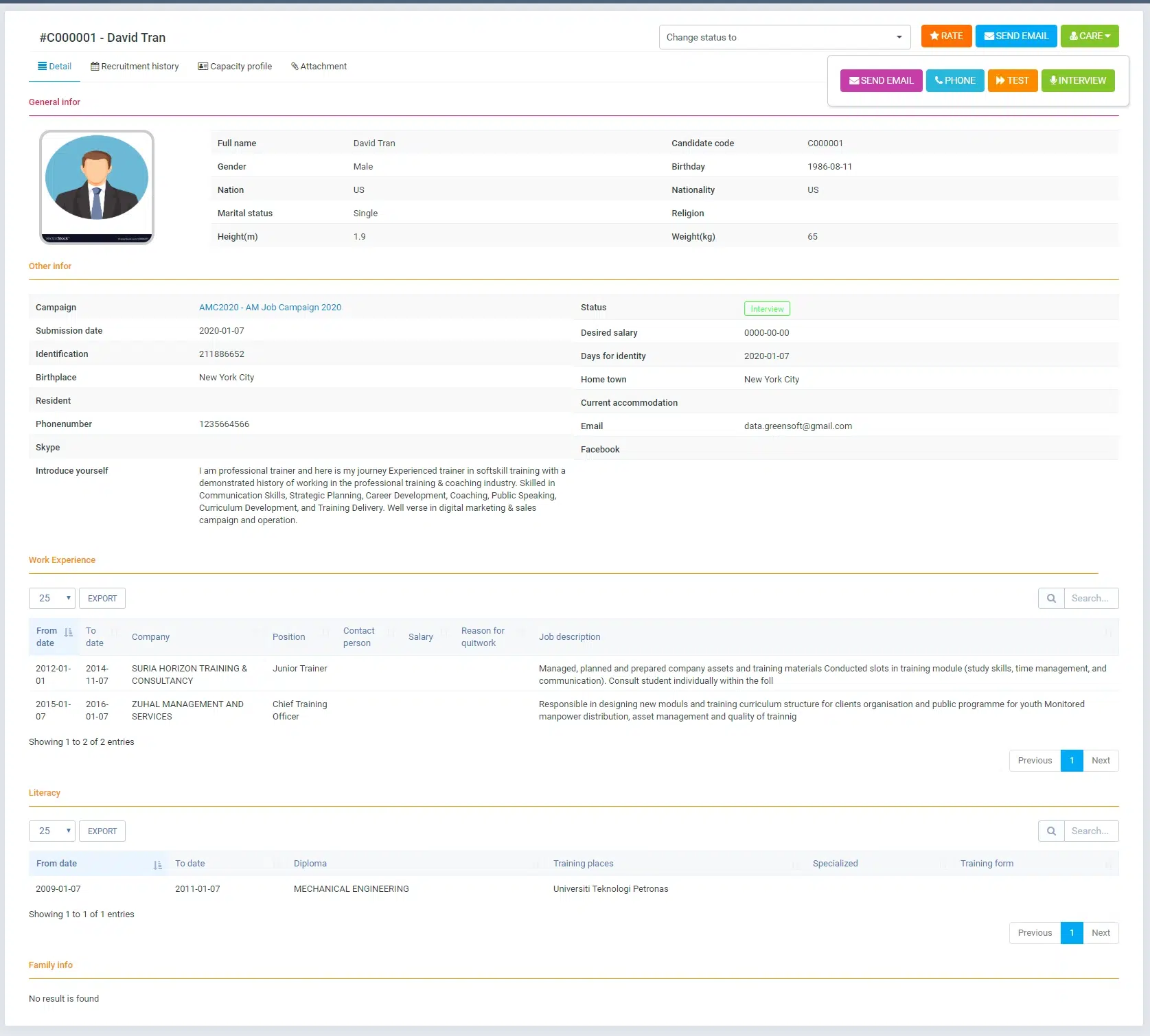 BIZCORE Applicant Tracking