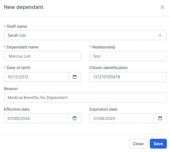 BIZCORE Dependants