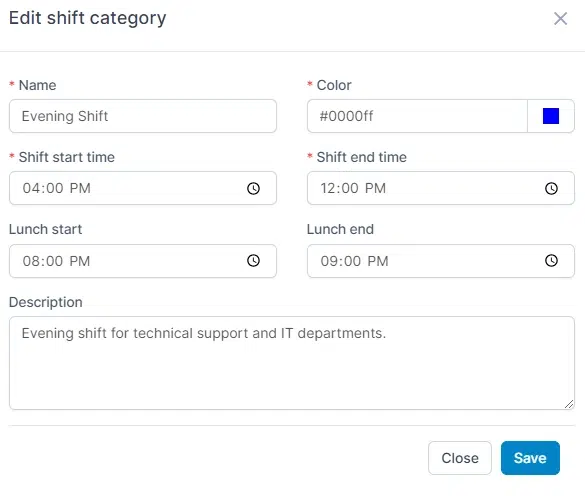 BIZCORE Shift Scheduling