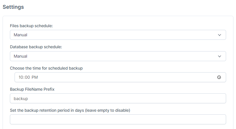 Customizable Backup Settings 1