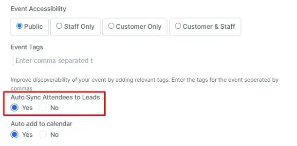 Attendee Sync to Leads