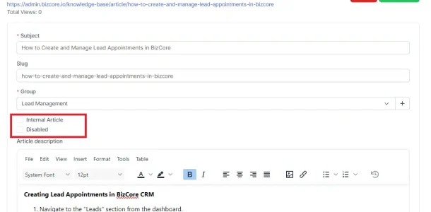 BIZCORE Flexible Article Management