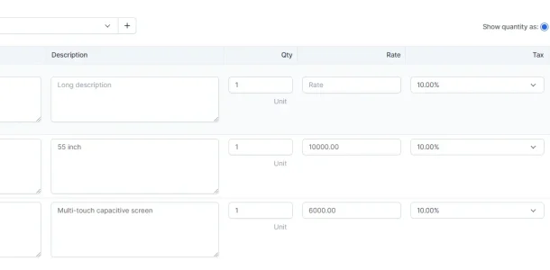 BIZCORE Manage Items and Pricing