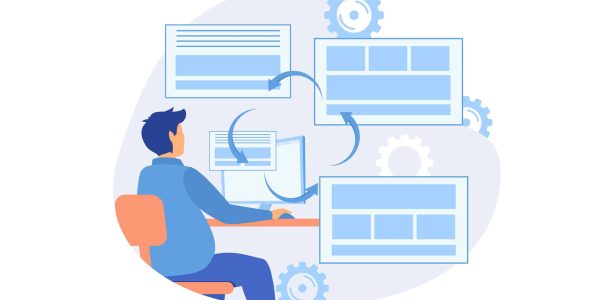 Copy optimization Web text, shadow copy optimization algorithm, online business, boost traffic, target keywords, SEO writing method flat design modern illustration